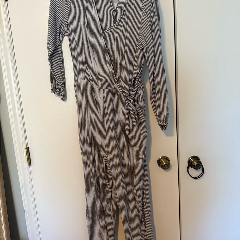 Old Navy Navy and White Striped Jumpsuit